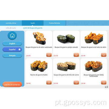 Sistema de pedidos de tablets de uso permanente do cliente